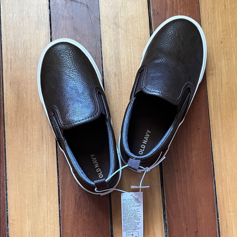 New Toddler Boys Kids 10 Old Navy Loafer Slip-on Shoes Brown